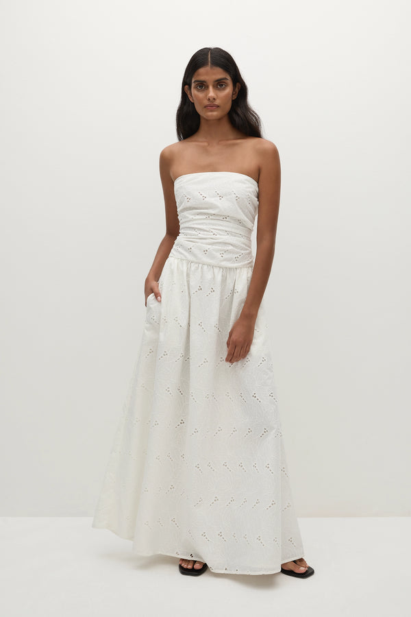 faithfull the brand Moa Maxi Dress Birgitta Broderie Anglaise White