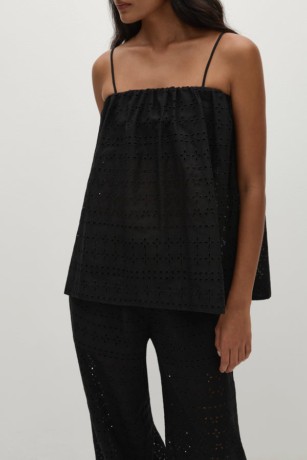 Faithfull The Brand Navia Top Agnes Broderie Anglaise Black