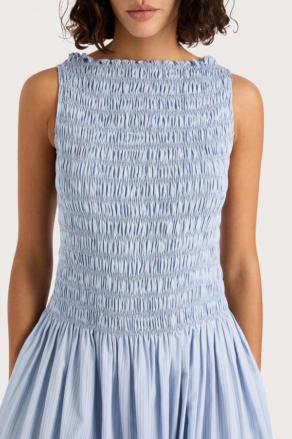 Faithfull The Brand Noa Maxi Dress Blue Pinstripe - Final Sale