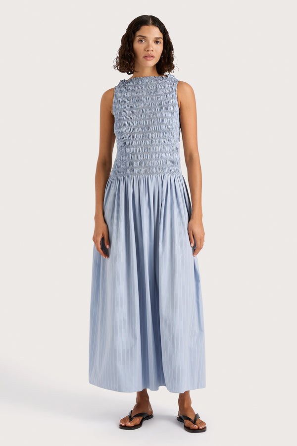 faithfull the brand Noa Maxi Dress Blue Pinstripe - Final Sale