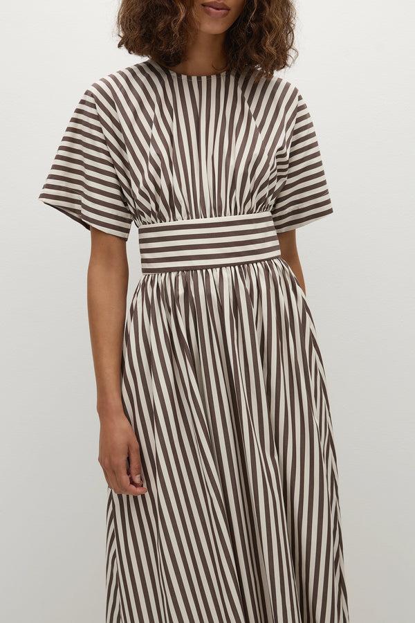 Faithfull The Brand Oda Maxi Dress Norway Stripe Espresso