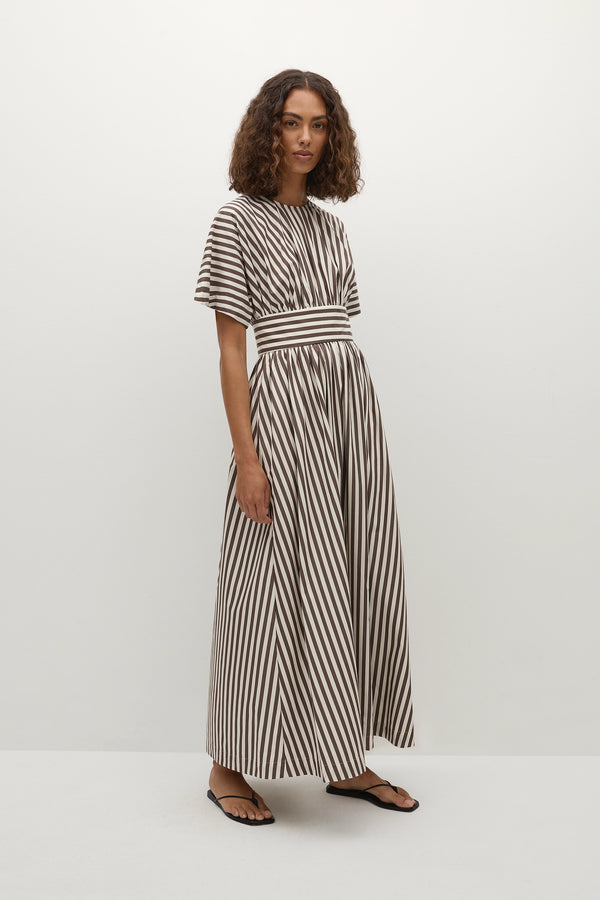 Faithfull The Brand Oda Maxi Dress Norway Stripe Espresso