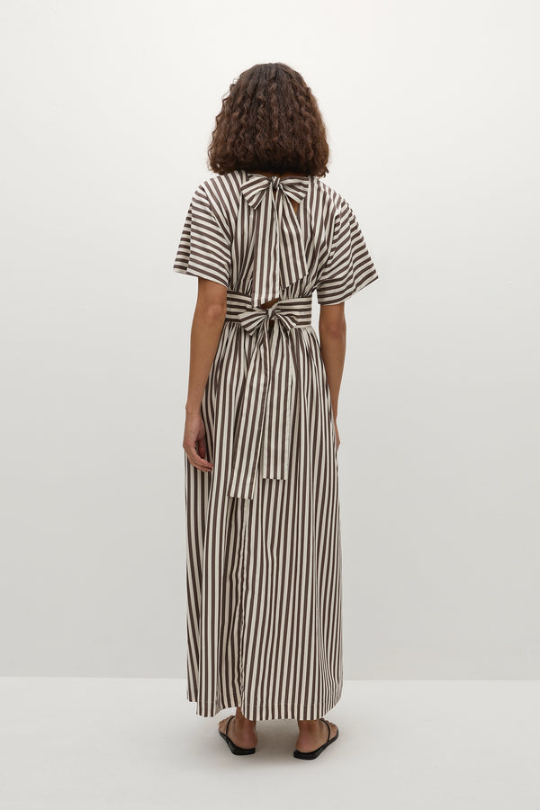 Faithfull The Brand Oda Maxi Dress Norway Stripe Espresso