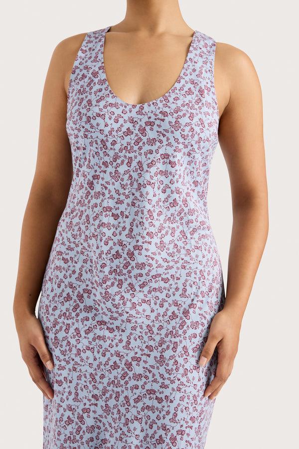 Faithfull The Brand Olivia Maxi Dress Amaryllis Floral Blue - Final Sale