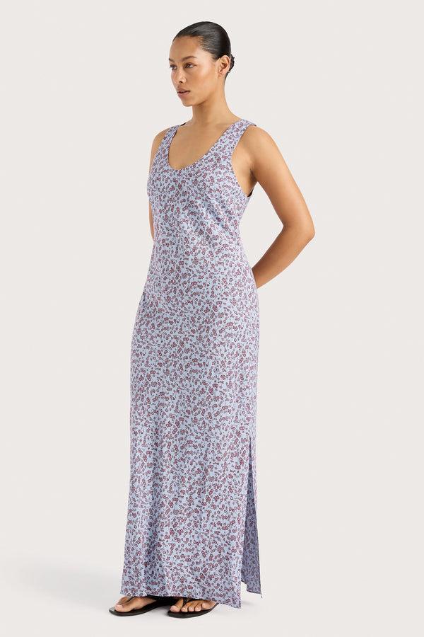 Faithfull The Brand Olivia Maxi Dress Amaryllis Floral Blue - Final Sale