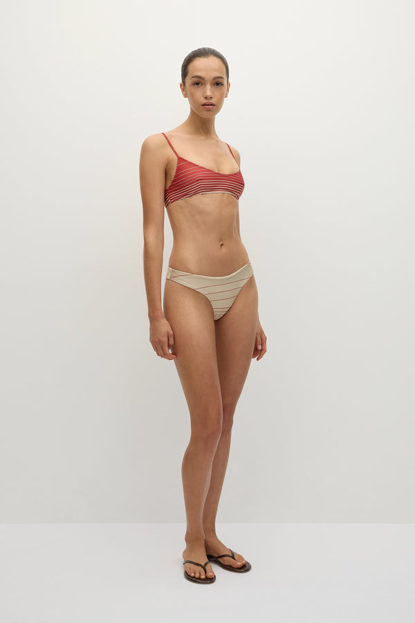 Faithfull The Brand Orla Bikini Top Accordion Stripe Amber Fawn