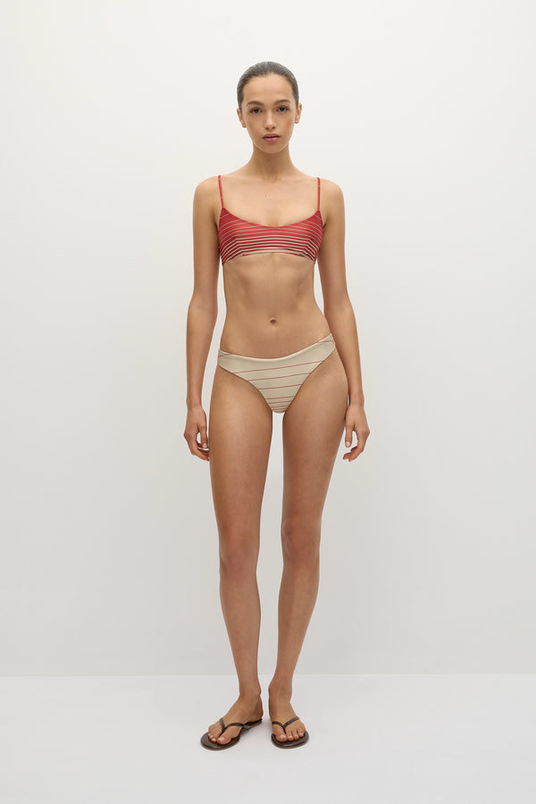 faithfull the brand Orla Bikini Top Accordion Stripe Amber Fawn