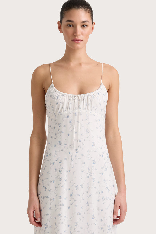 Faithfull The Brand Pau Dress Blossom Egg Shell Powder Blue - Final Sale