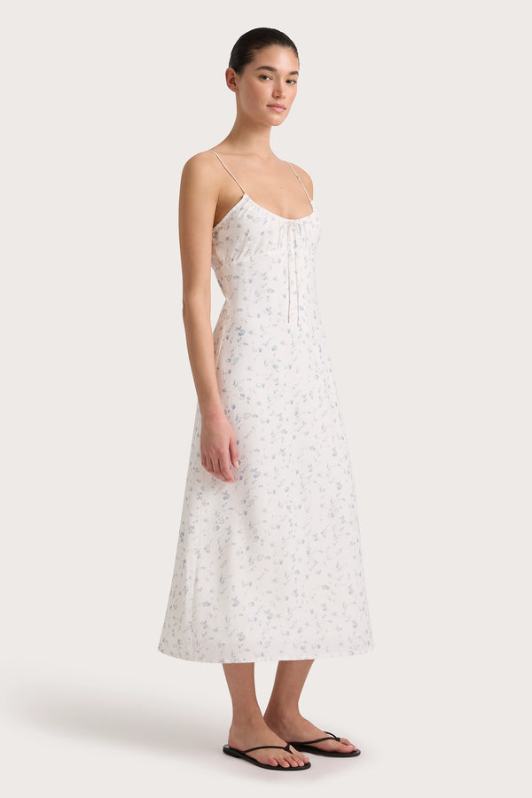 Faithfull The Brand Pau Dress Blossom Egg Shell Powder Blue - Final Sale