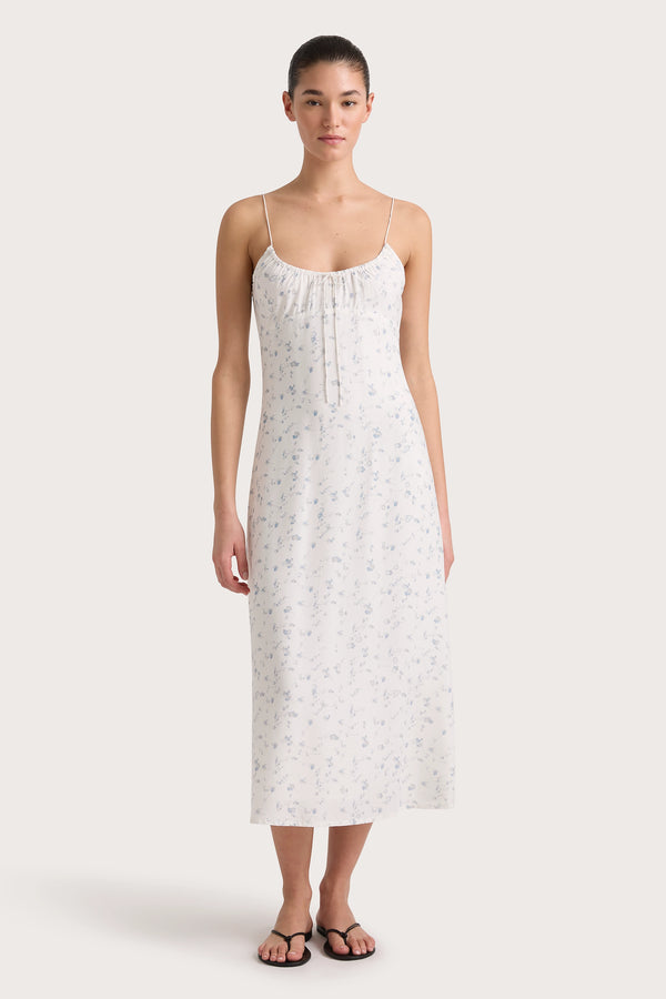 faithfull the brand Pau Dress Blossom Egg Shell Powder Blue - Final Sale