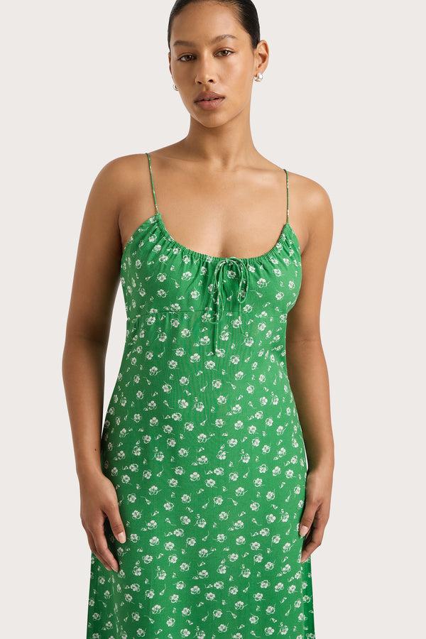 Faithfull The Brand Pau Midi Dress Green - Final Sale