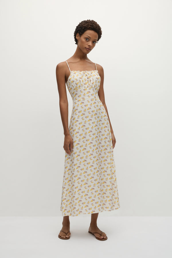 Faithfull The Brand Phaedra Midi Dress Hazy Rose Canary