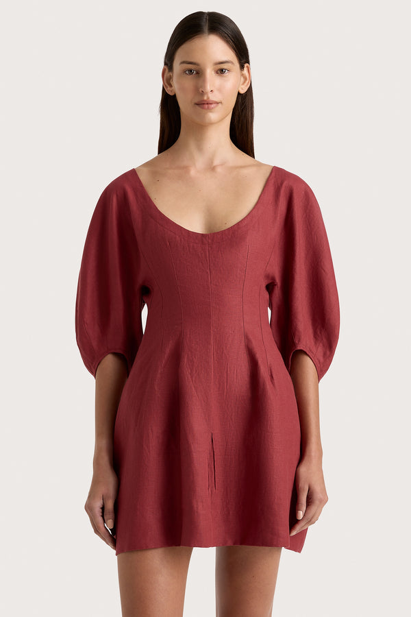 Faithfull The Brand Raynara Mini Dress Wine - Final Sale