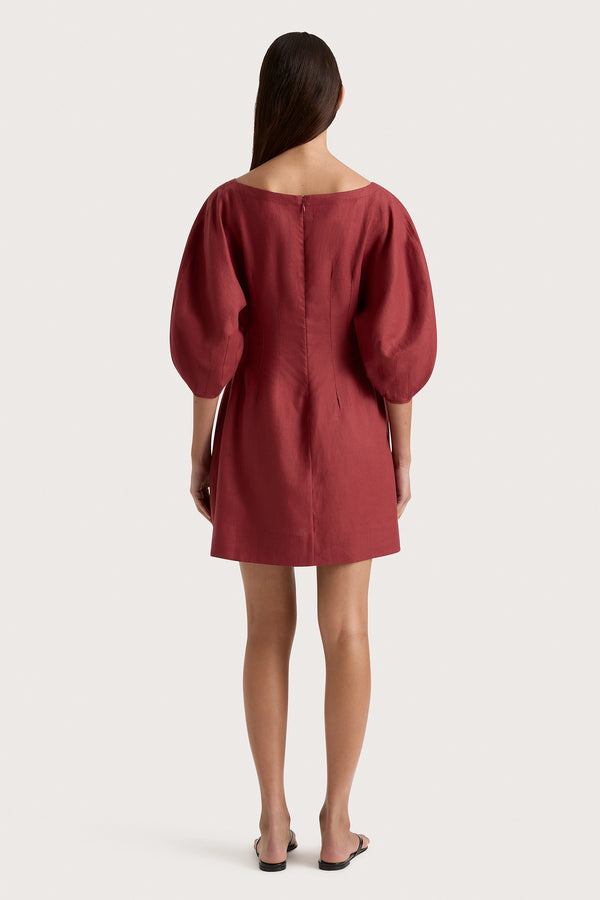 Faithfull The Brand Raynara Mini Dress Wine - Final Sale