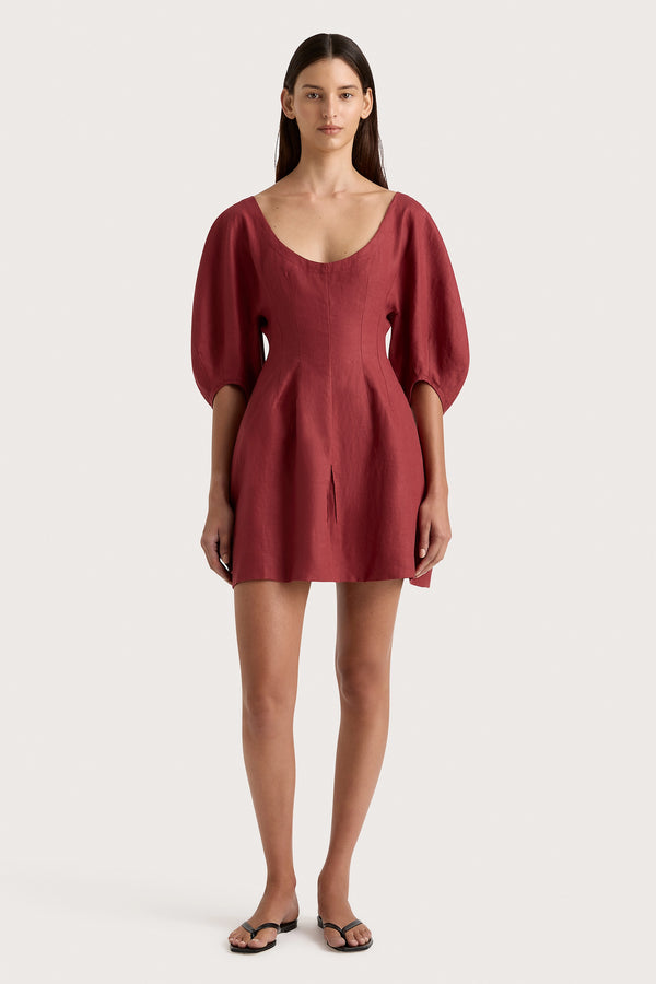 faithfull the brand Raynara Mini Dress Wine - Final Sale