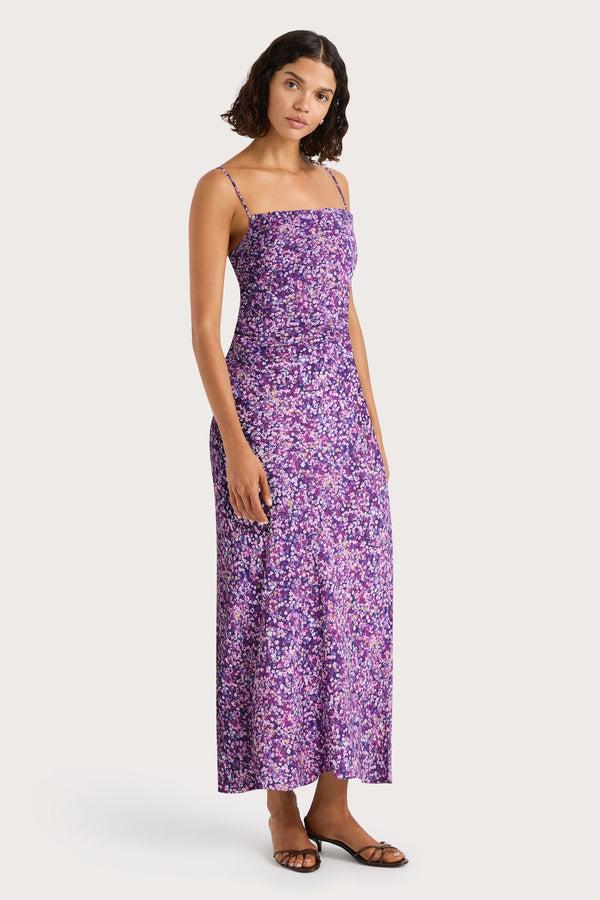 Faithfull The Brand Rosas Midi Dress Meander Micro Purple - Final Sale