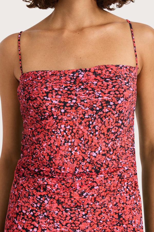 Faithfull The Brand Rosas Midi Dress Meander Micro Red - Final Sale