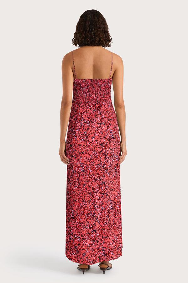 Faithfull The Brand Rosas Midi Dress Meander Micro Red - Final Sale