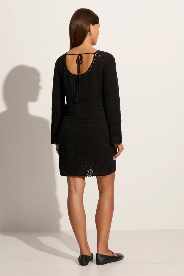 Faithfull The Brand Ruia Handmade Crochet Dress Black - Final Sale