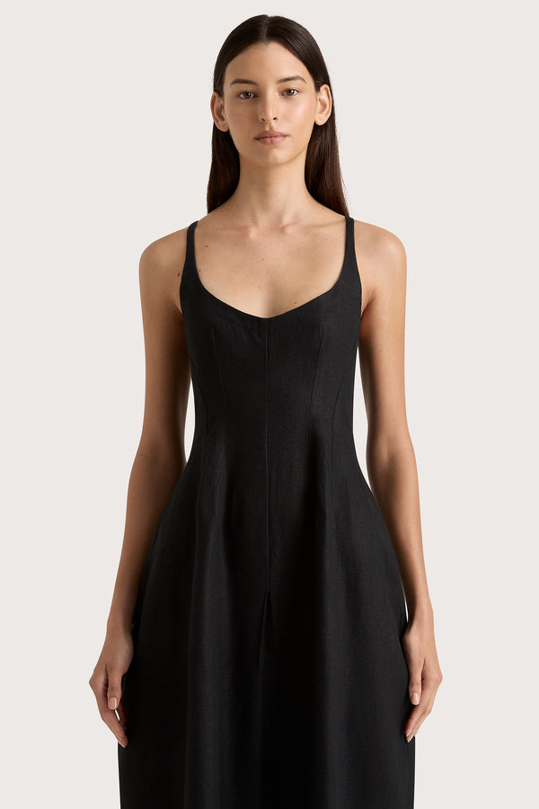 Faithfull The Brand Sanne Midi Dress Black - Final Sale