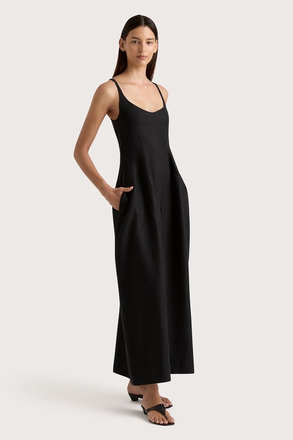 Faithfull The Brand Sanne Midi Dress Black - Final Sale