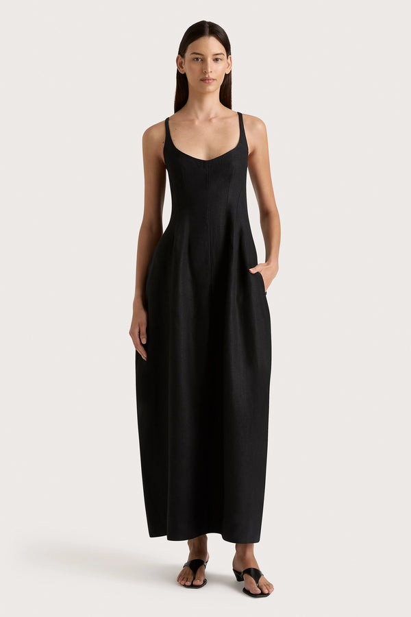 faithfull the brand Sanne Midi Dress Black - Final Sale