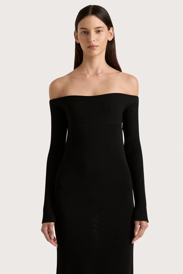 Faithfull The Brand Selene Knit Maxi Dress Black - Final Sale