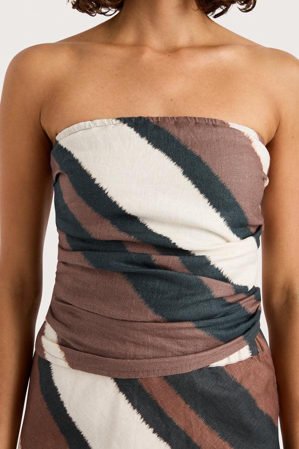 Faithfull The Brand Setubal Top Futura Stripe Chocolate - Final Sale