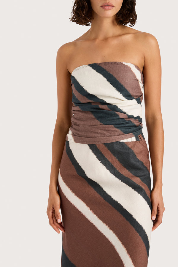 Faithfull The Brand Setubal Top Futura Stripe Chocolate - Final Sale