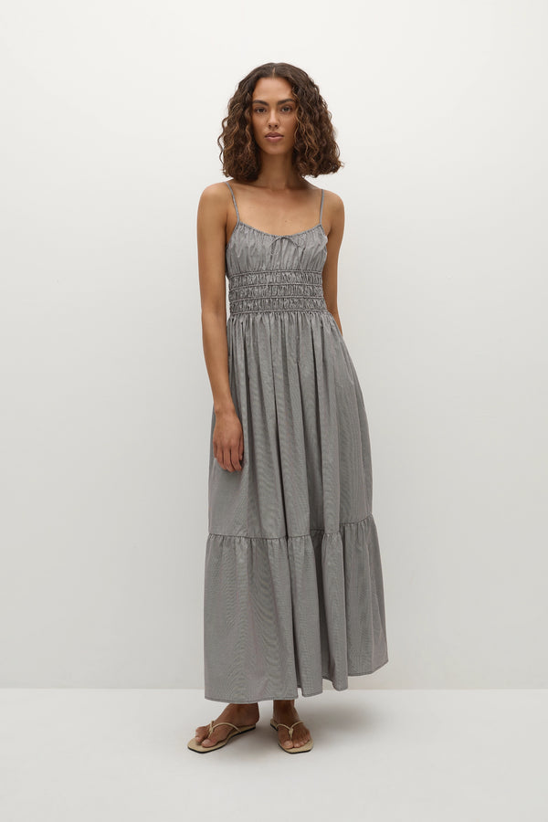 faithfull the brand Sofie Maxi Dress Hanne Gingham Espresso
