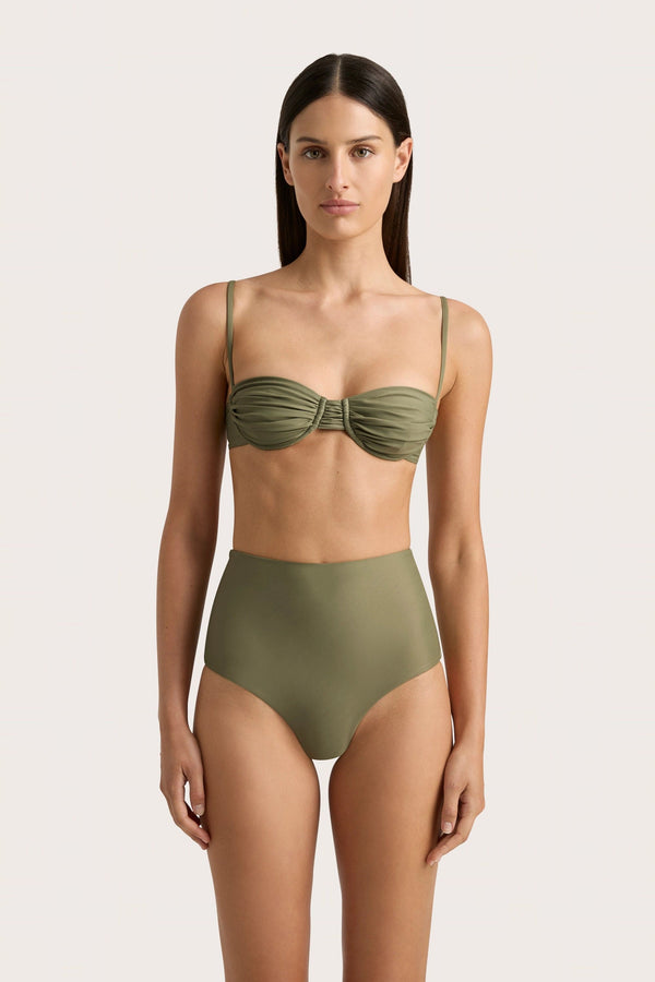 Faithfull The Brand Stefania Bikini Top Khaki - Final Sale