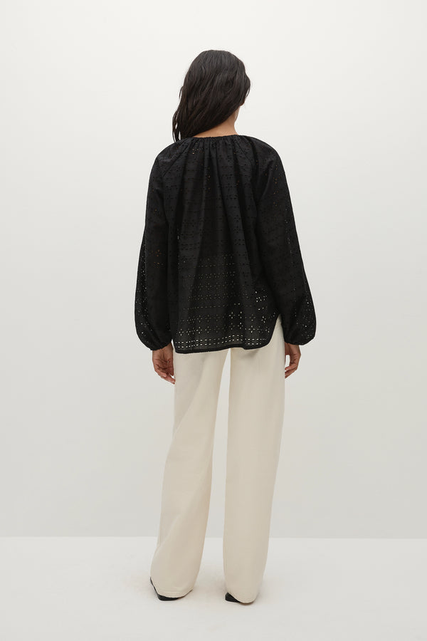 Faithfull The Brand Thora Blouse Agnes Broderie Anglaise Black