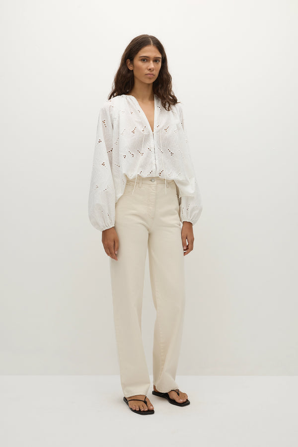 Faithfull The Brand Thora Blouse Birgitta Broderie Anglaise White