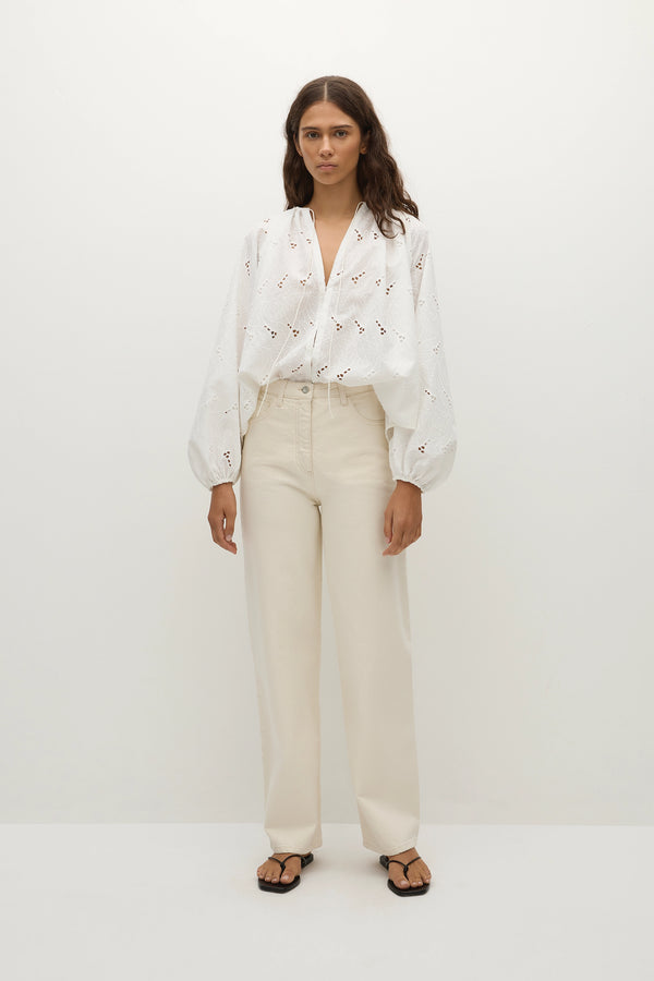 faithfull the brand Thora Blouse Birgitta Broderie Anglaise White