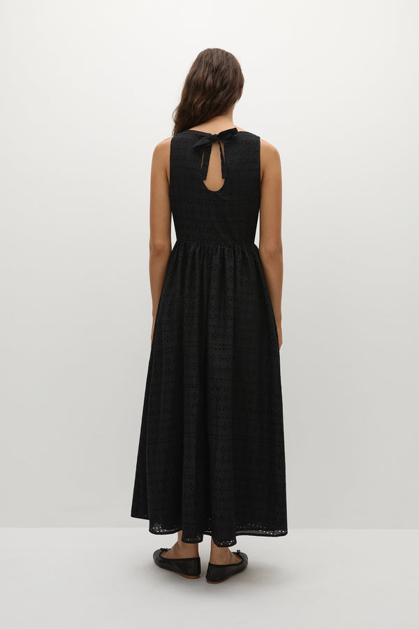 Faithfull The Brand Tuva Midi Dress Agnes Broderie Anglaise Black