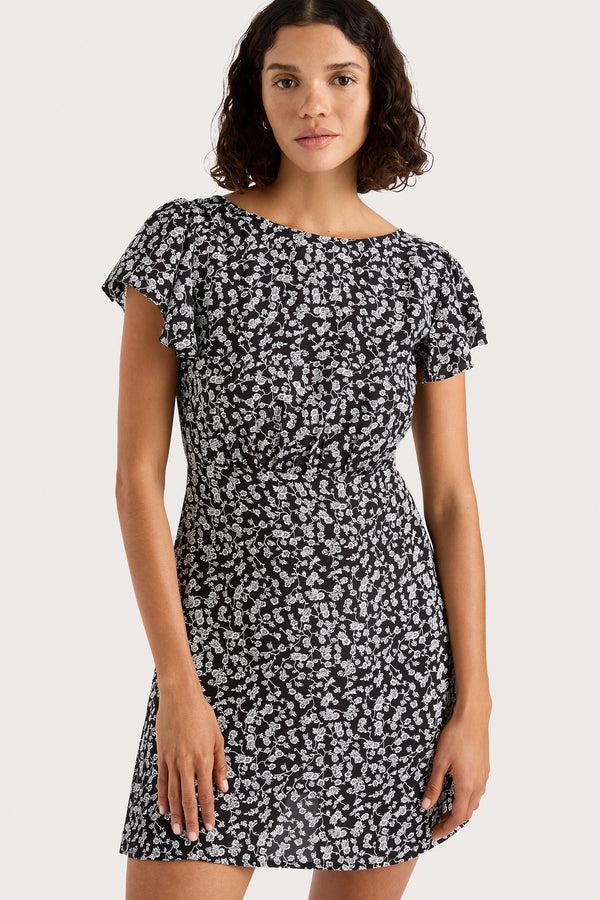 Faithfull The Brand Valras Mini Dress Amaryllis Floral Black - Final Sale