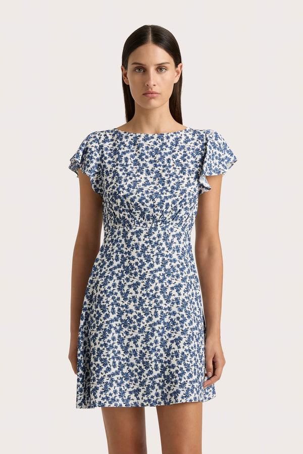 Faithfull The Brand Valras Mini Dress Leilani Mid Blue - Final Sale
