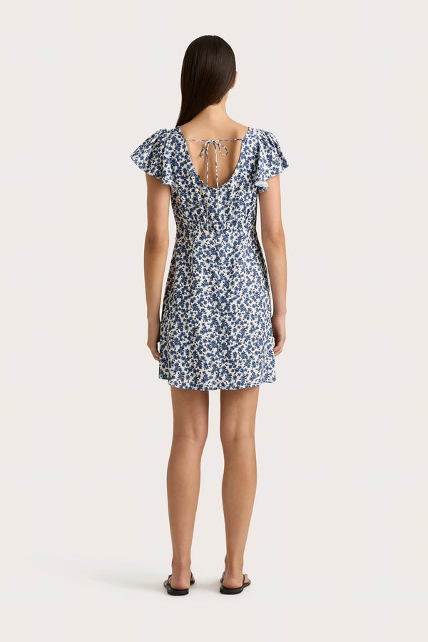 Faithfull The Brand Valras Mini Dress Leilani Mid Blue - Final Sale