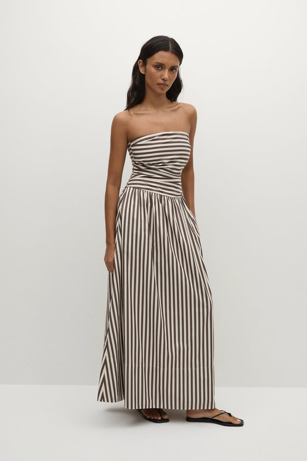 Faithfull The Brand Vera Maxi Dress Norway Stripe Espresso