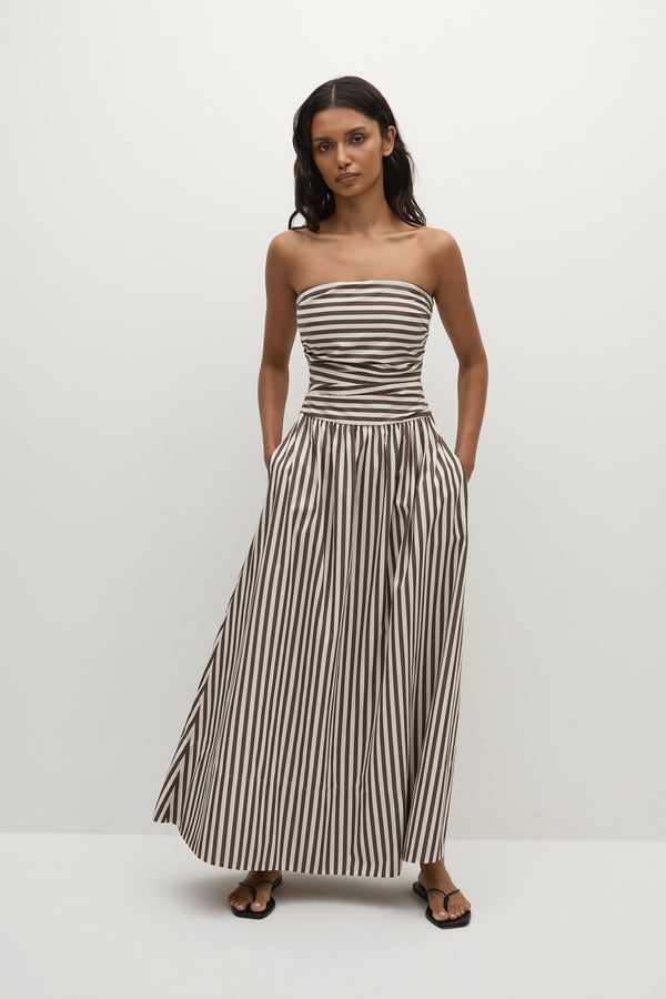 faithfull the brand Vera Maxi Dress Norway Stripe Espresso