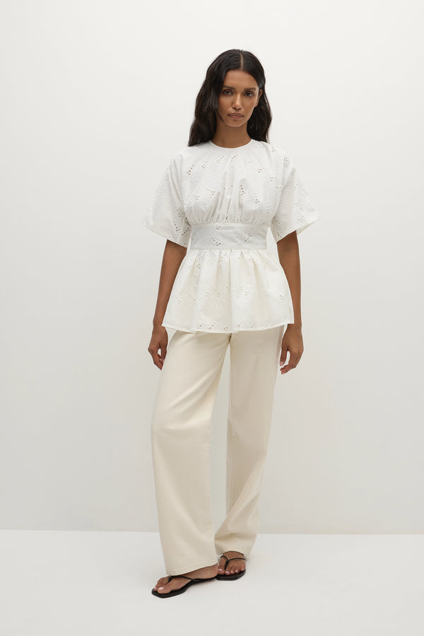 faithfull the brand Vilde Top Birgitta Broderie Anglaise White