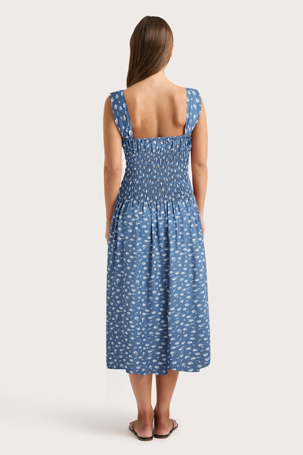 Faithfull The Brand Yerres Midi Dress Floral Blue - Final Sale