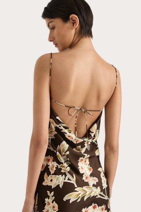 Faithfull The Brand Yolaine Midi Dress Jardin Floral Chocolate