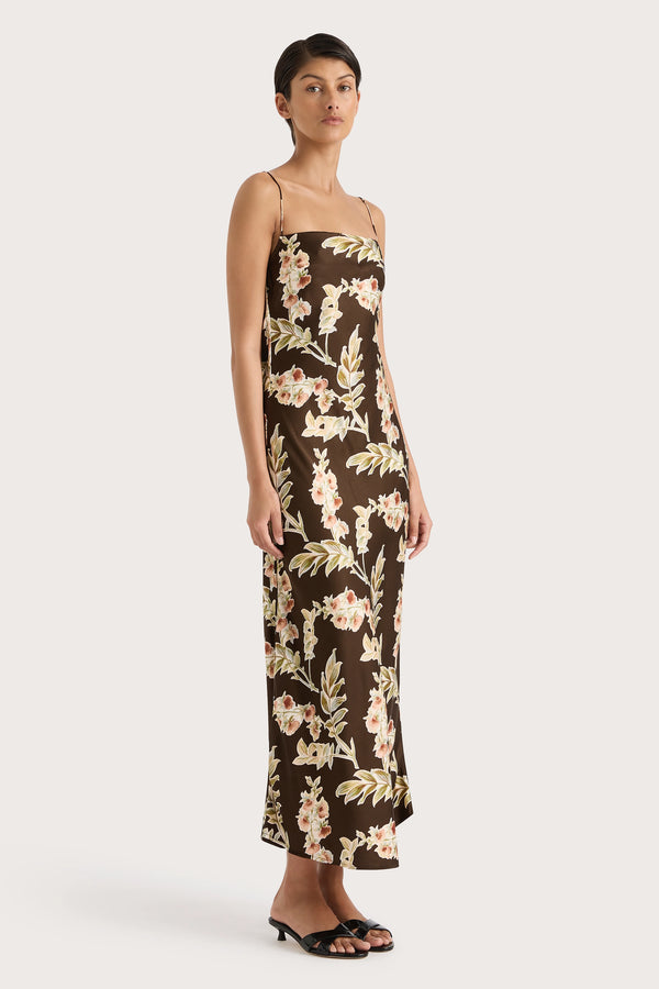 Faithfull The Brand Yolaine Midi Dress Jardin Floral Chocolate