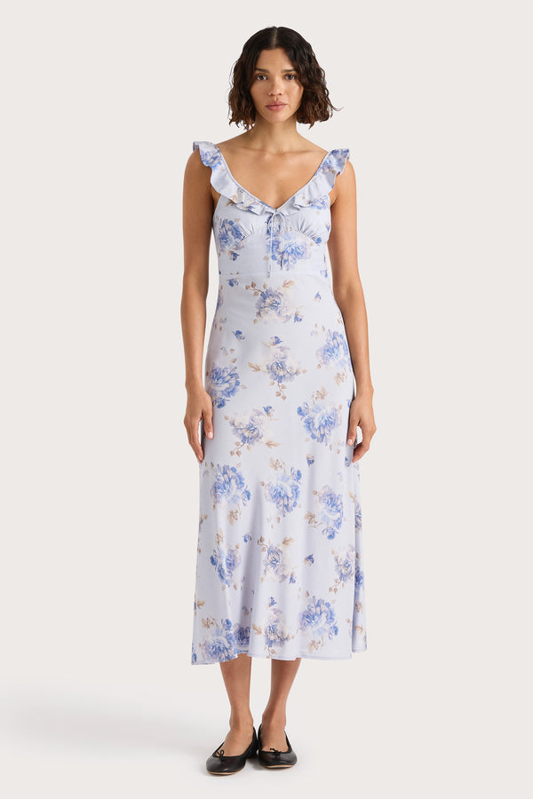 faithfull the brand Yvonne Midi Dress Leona Floral Lilac