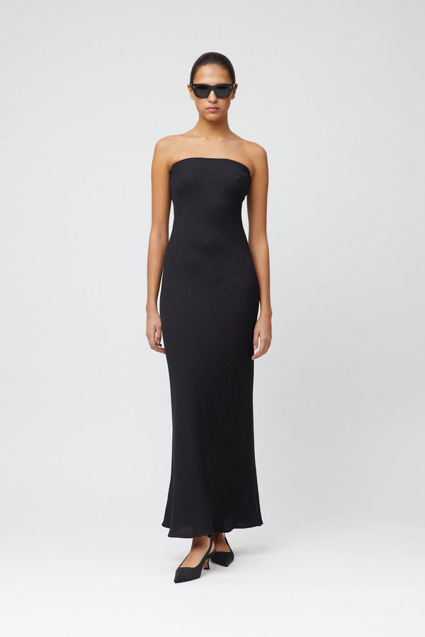 fall winter spring summer Amara Strapless Dress Jet Black