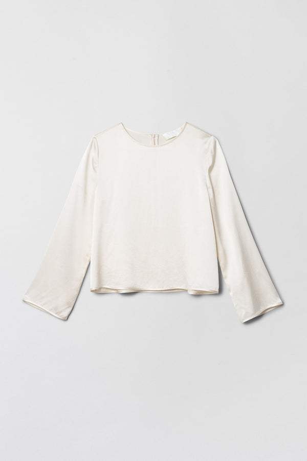 Fall Winter Spring Summer Anouk Simple Long Sleeve Silk Blouse Winter Cream