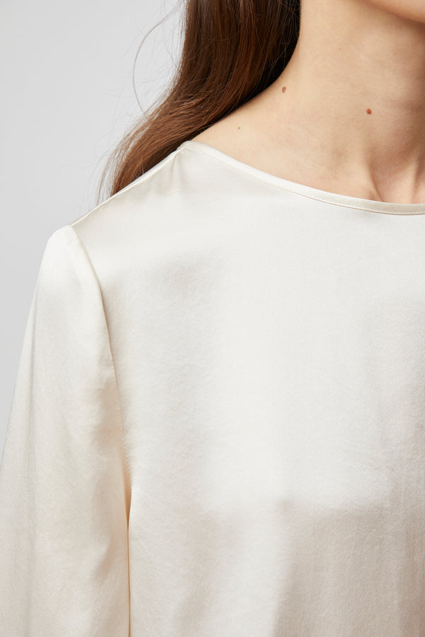 Fall Winter Spring Summer Anouk Simple Long Sleeve Silk Blouse Winter Cream