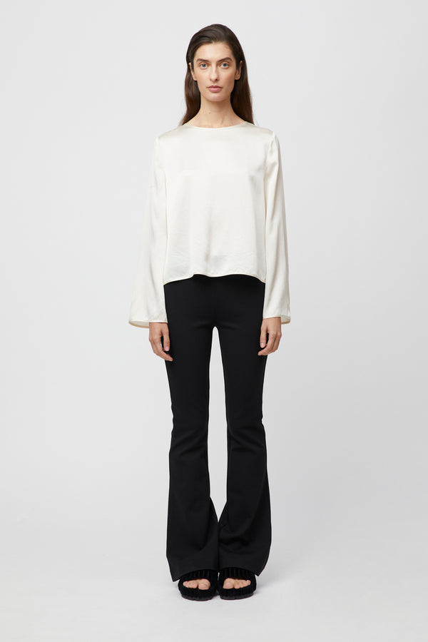fall winter spring summer Anouk Simple Long Sleeve Silk Blouse Winter Cream