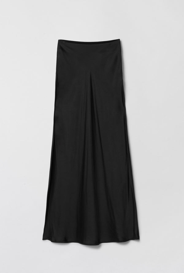 Fall Winter Spring Summer Bias Cut Maxi Skirt Jet Black